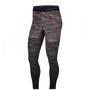 NWOT- Nike Pro Womens Leggings Size Medium Neon Black Mix Logo Running Gym